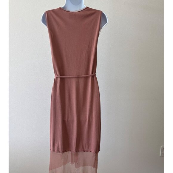 Jersey Dress Large Mesh Hem Drawstring Waist Beachy Lagenlook Festival Boho Chic - Picture 2 of 12